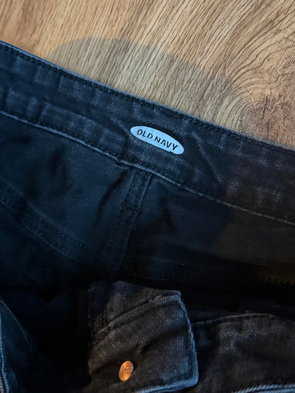 Old Navy Black Bermuda Denim Shorts Distressed Cuffed Size 10